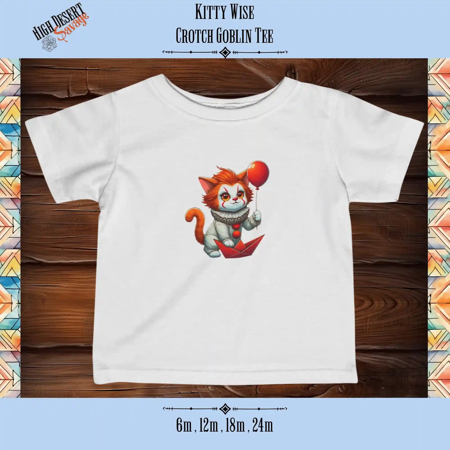 Kitty Wise infant cotton tee for crotch goblins in white