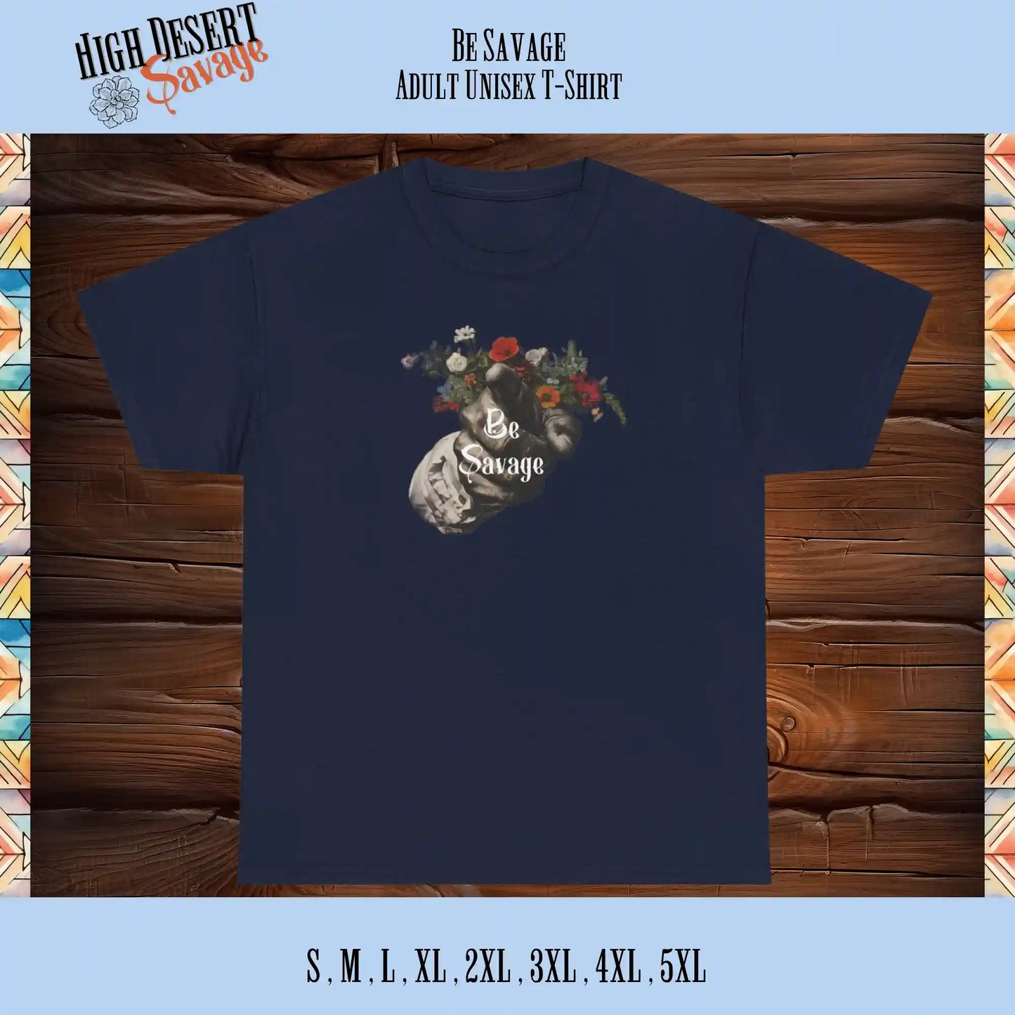 Floral Be Savage Graphic tee in navy