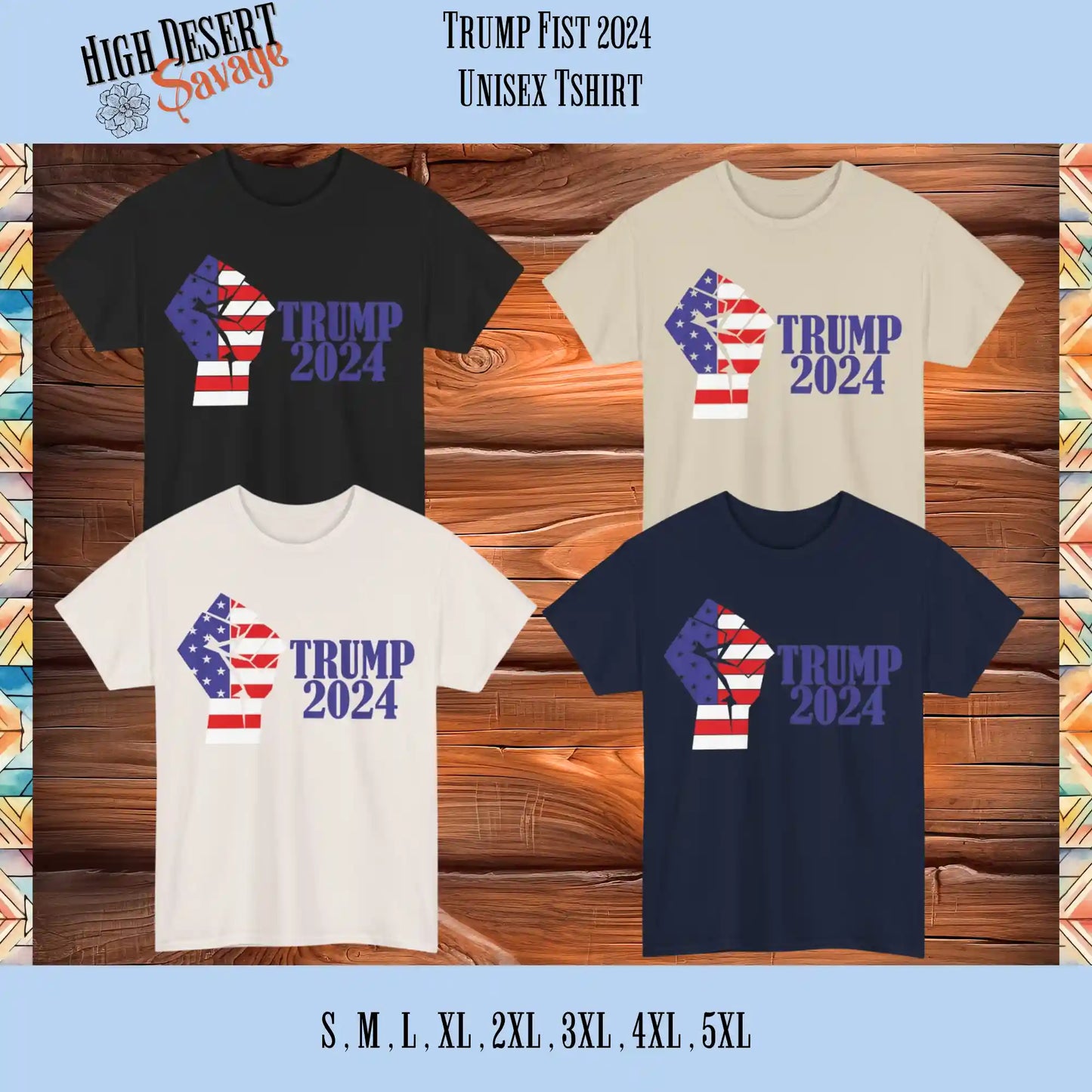 Trump 2024 American Flag Fist Graphic Unisex Tee