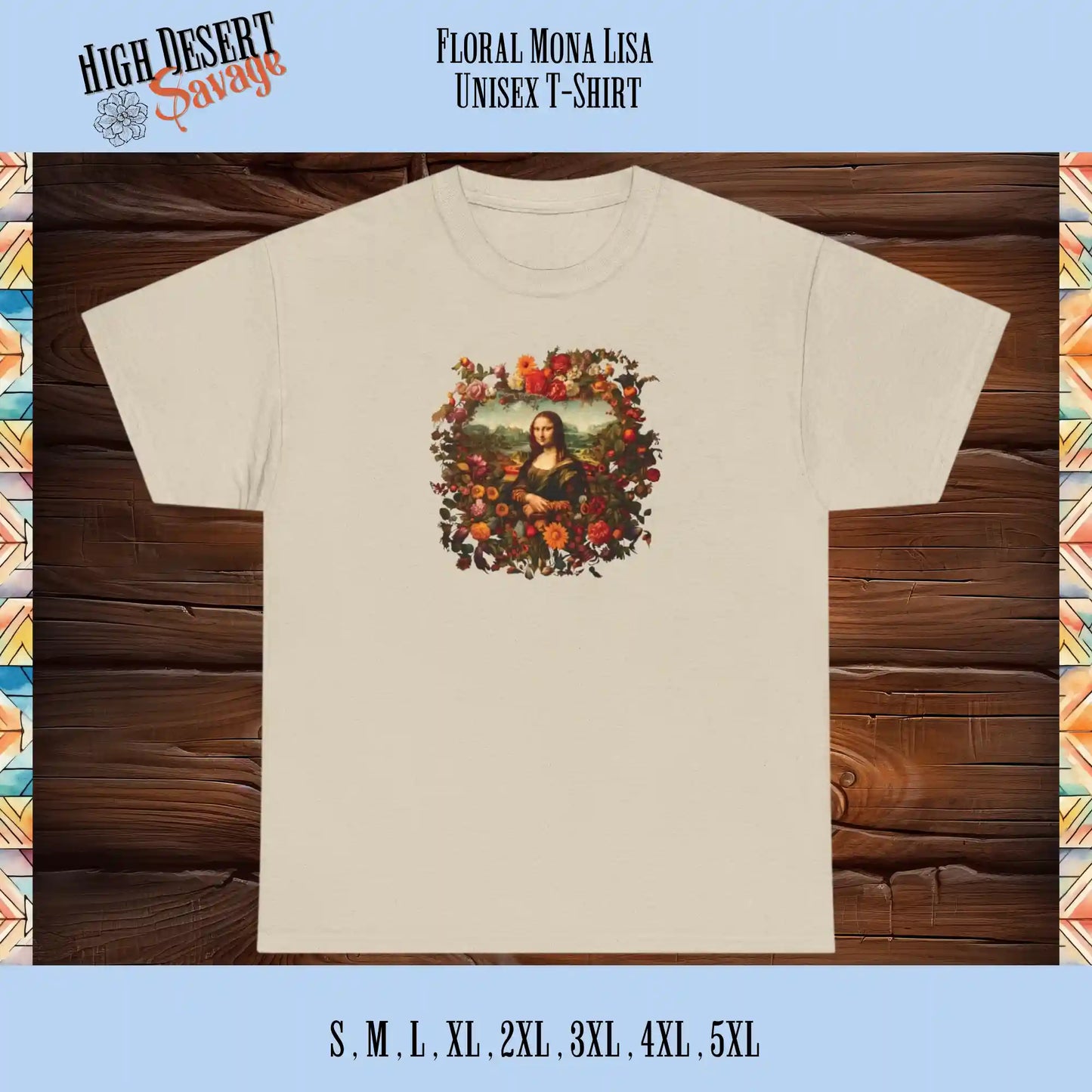 Floral Mona Lisa Graphic Tee in sand