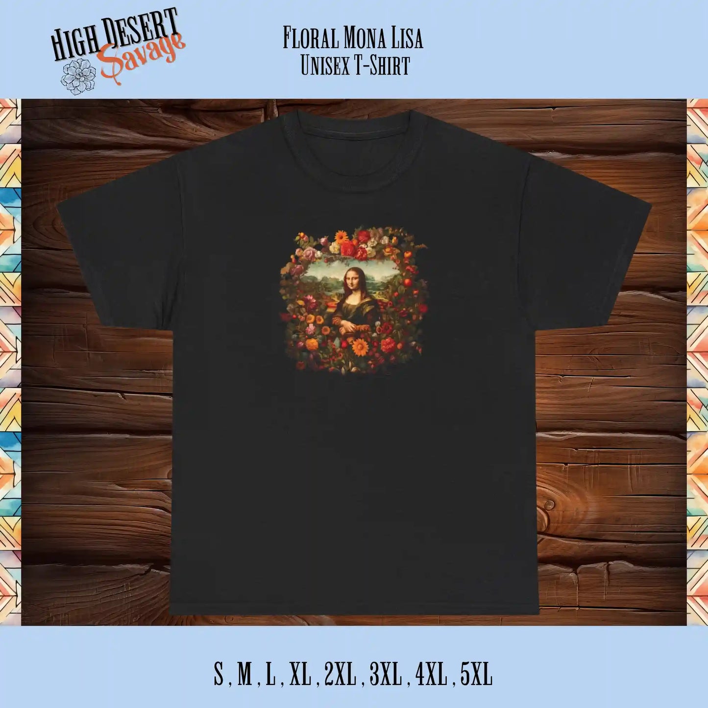 Floral Mona Lisa Graphic Tee in black