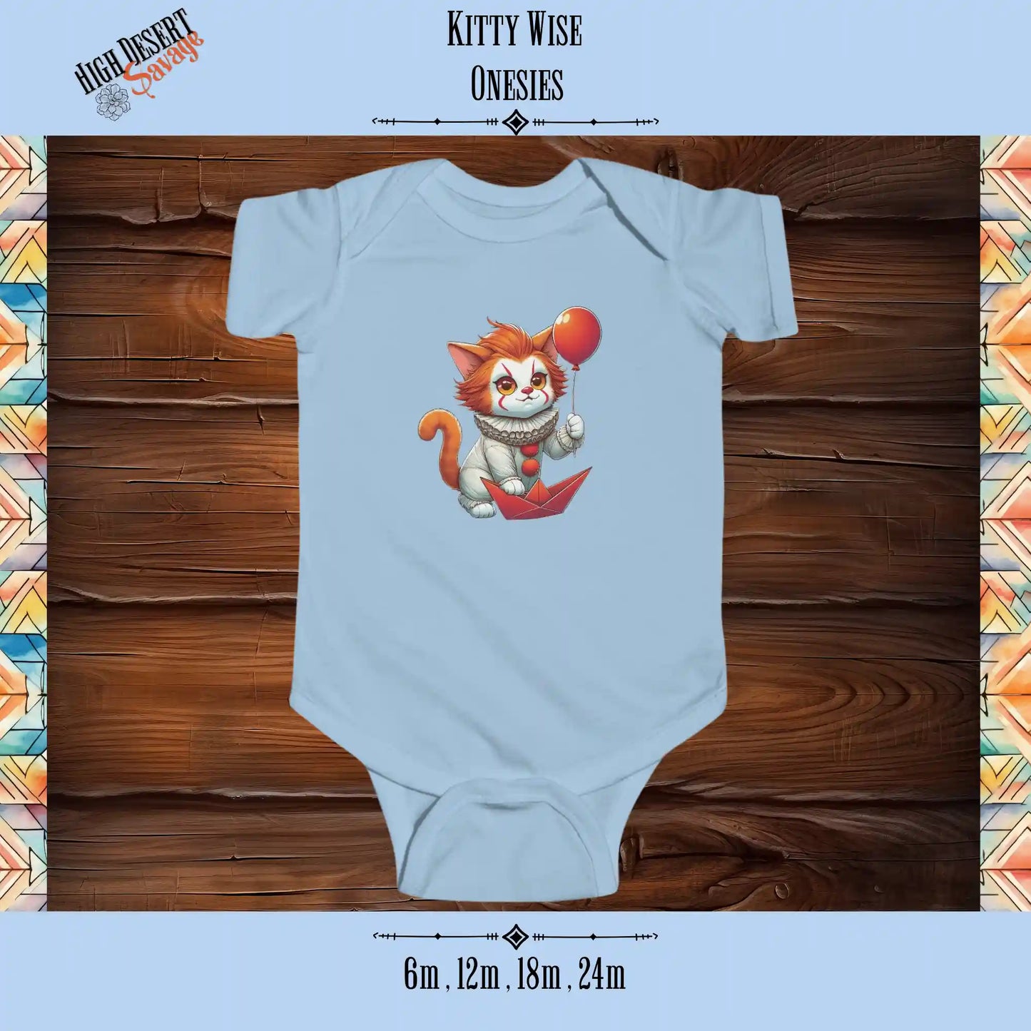 Kitty Wise infant cotton jersey onesie for crotch goblins in light blue