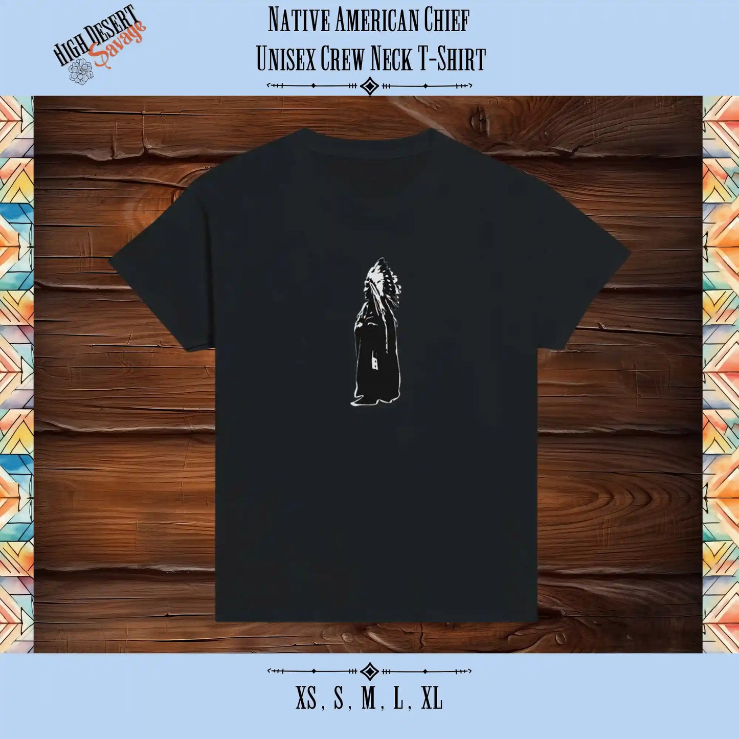 Native American Chief Unisex Youth Crew Neck T-Shirt for crotch goblins in black