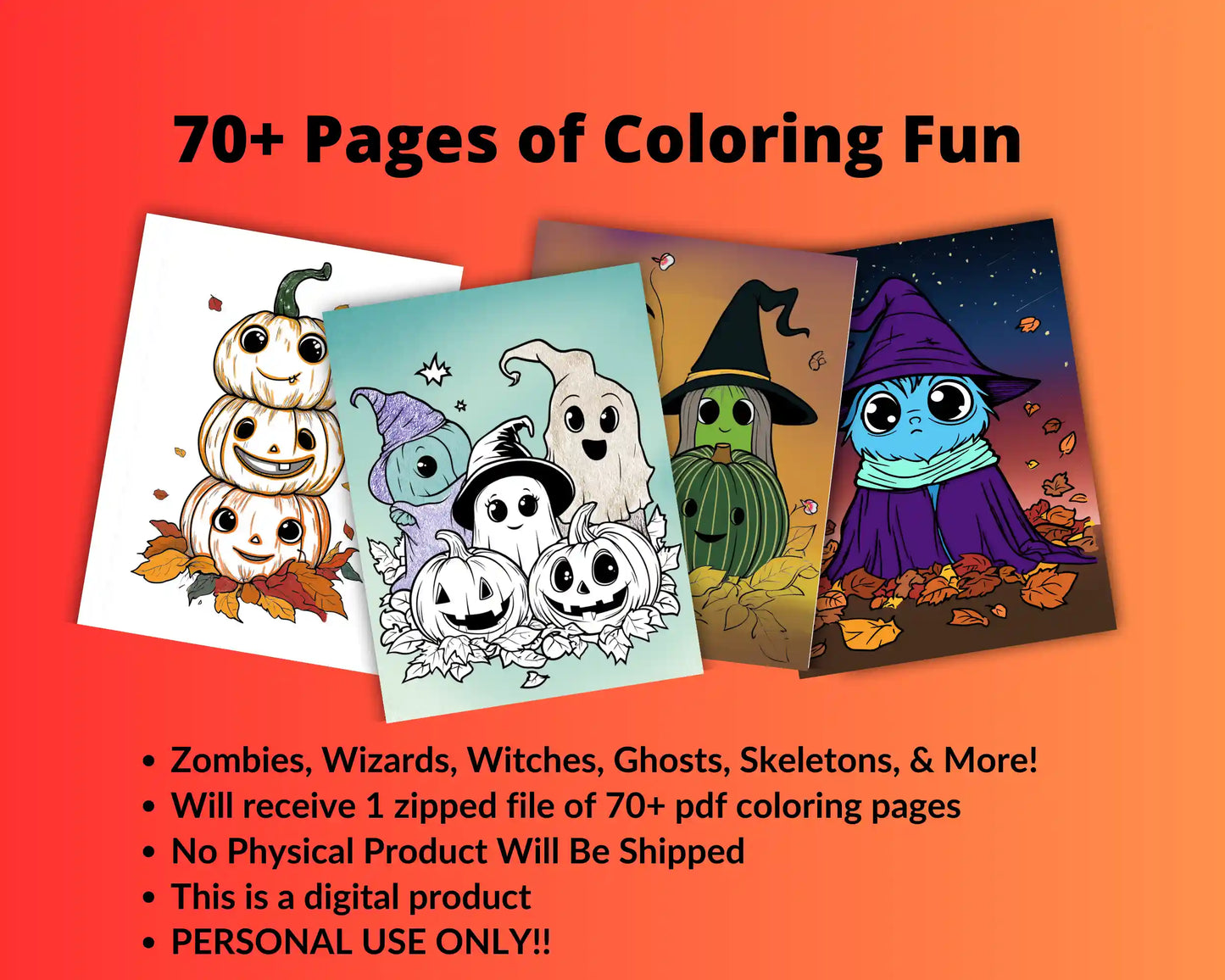 High Desert Savage Mega Halloween Coloring Pages Bundle with sample images from the bundle in color