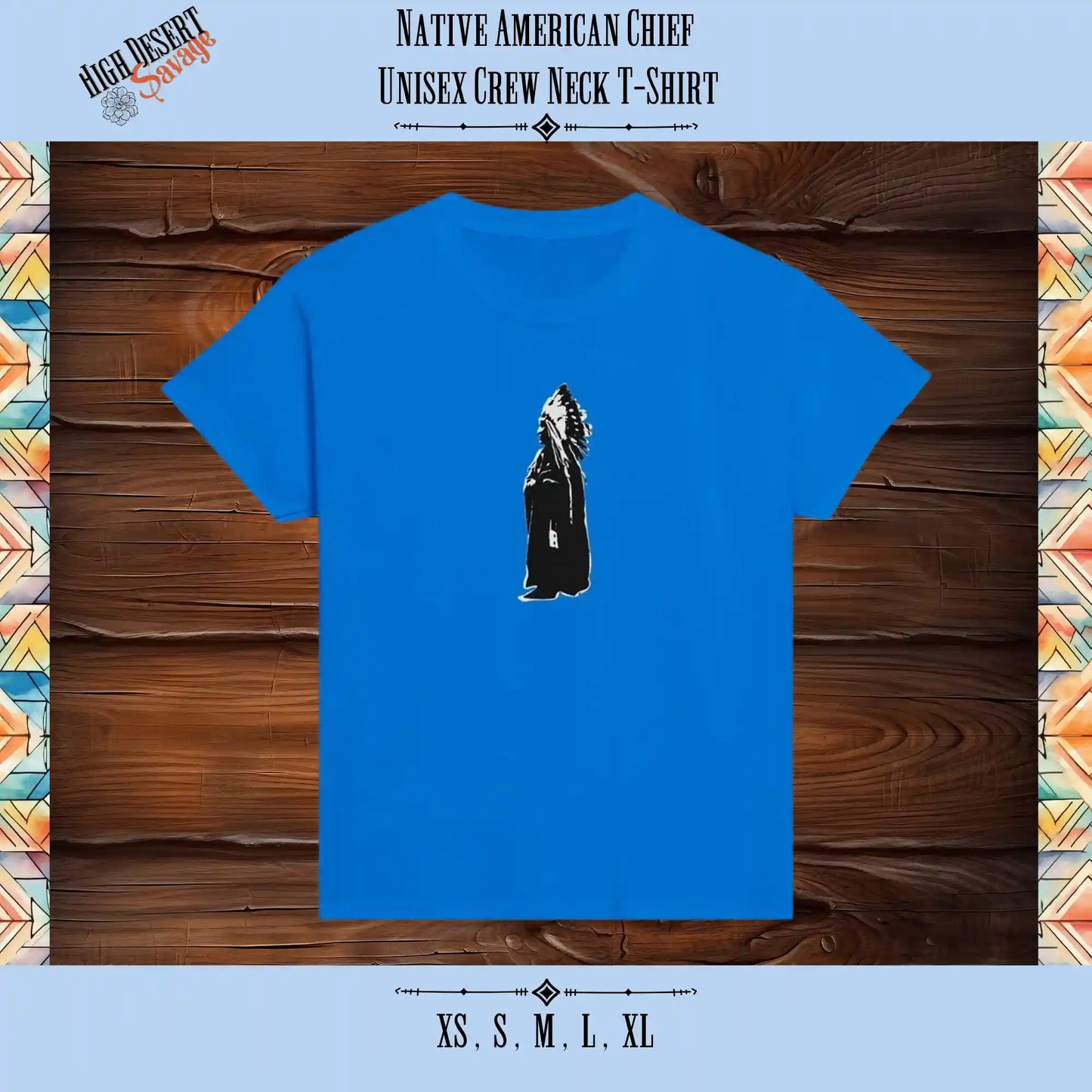 Native American Chief Unisex Youth Crew Neck T-Shirt for crotch goblins in royal blue