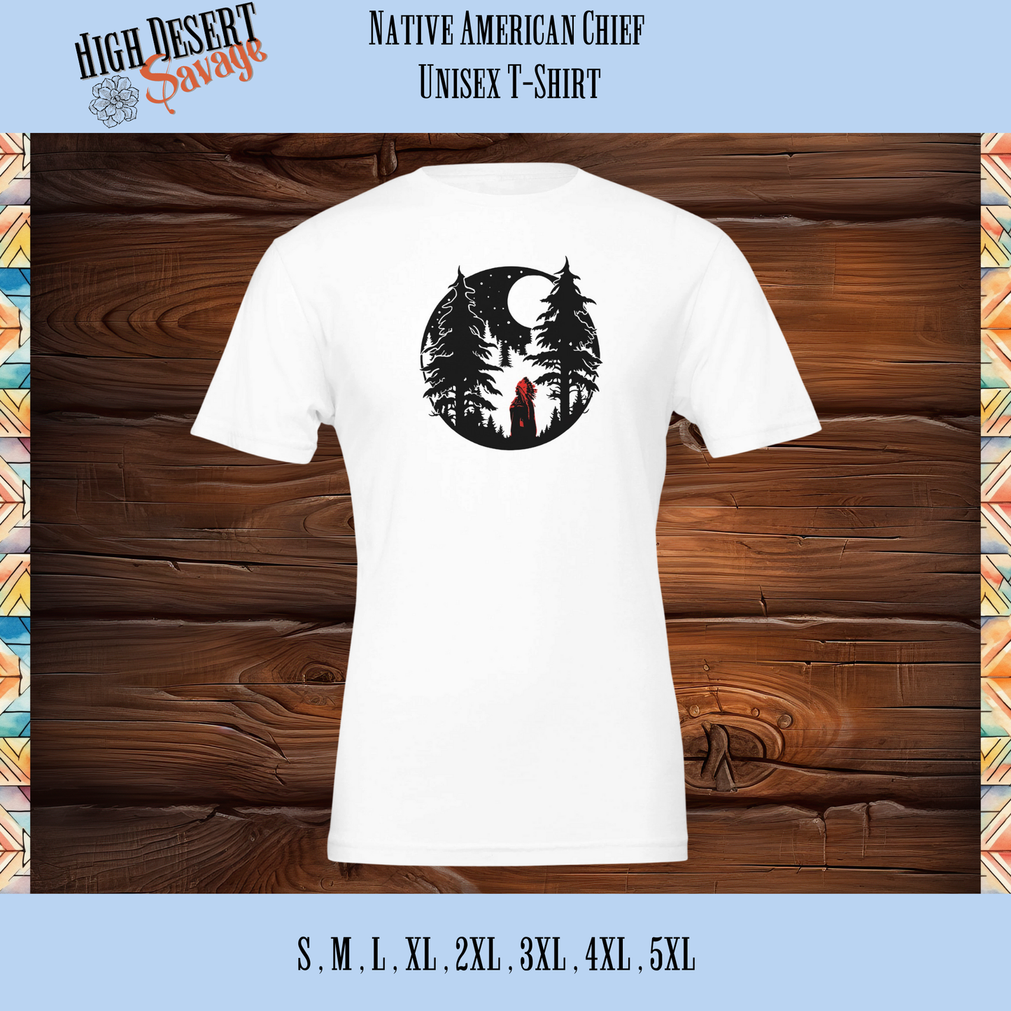 Native American Chief Unisex Tshirts in White