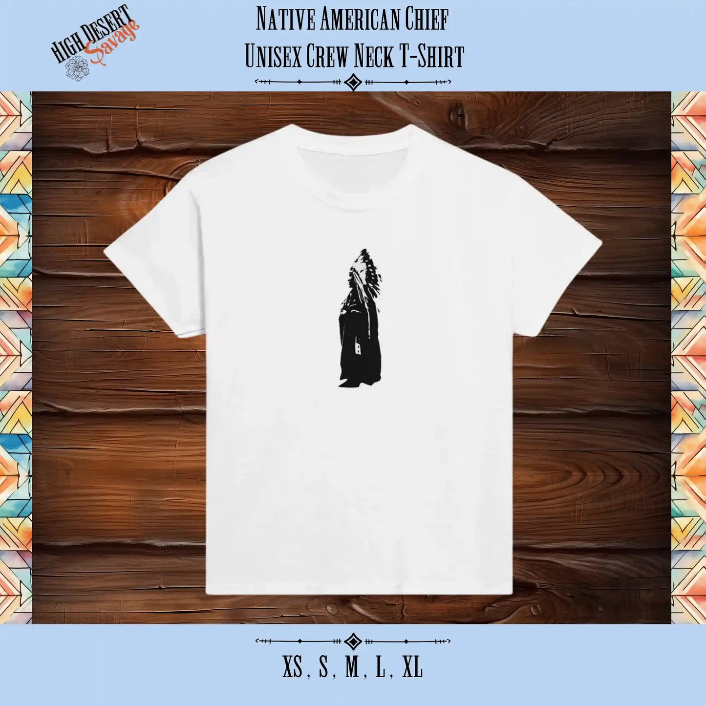 Native American Chief Unisex Youth Crew Neck T-Shirt for crotch goblins in white