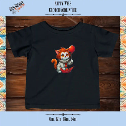 Kitty Wise infant cotton tee for crotch goblins in black