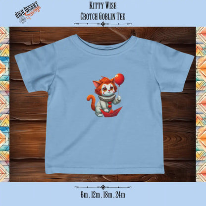 Kitty Wise infant cotton tee for crotch goblins in light blue