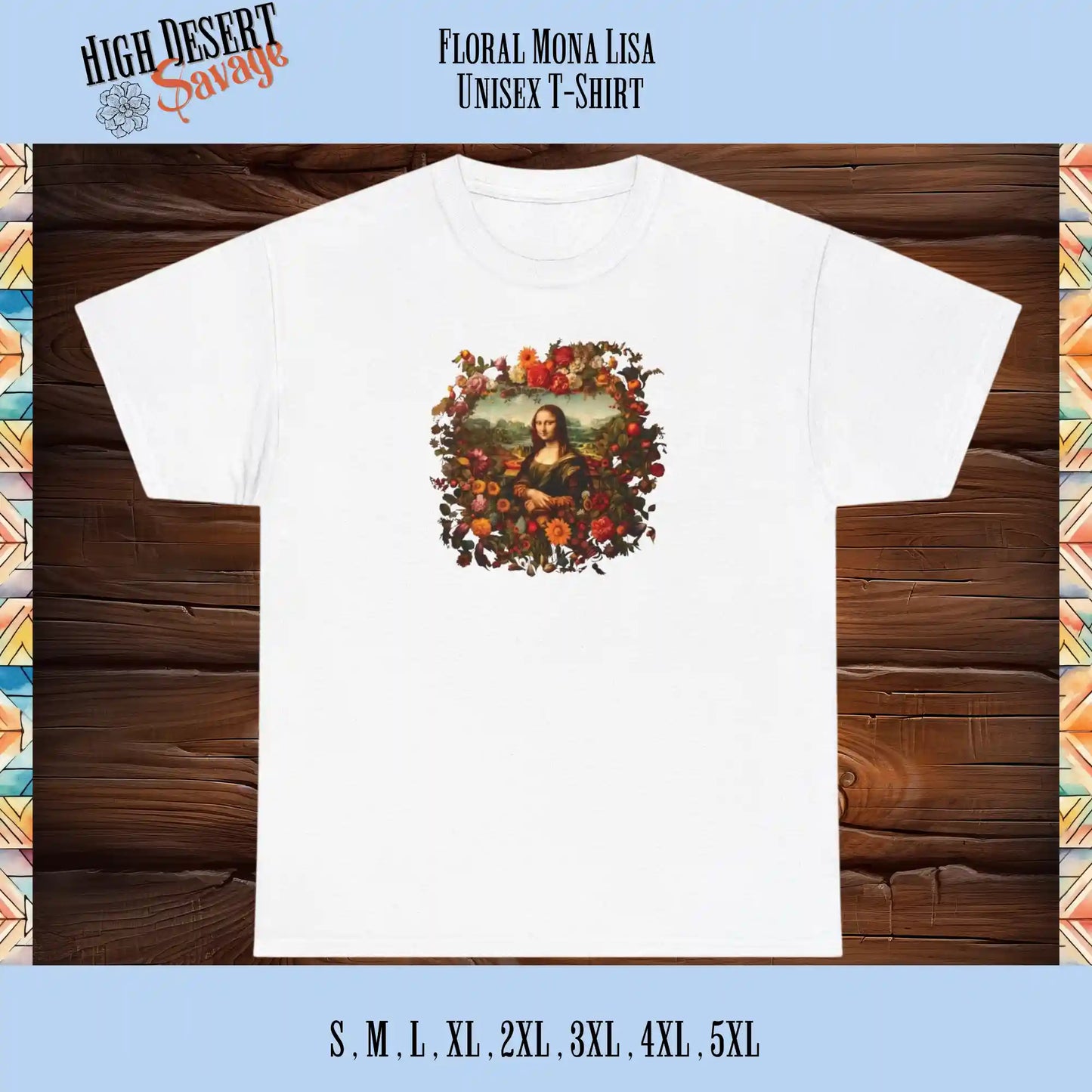 Floral Mona Lisa Graphic Tee  in white