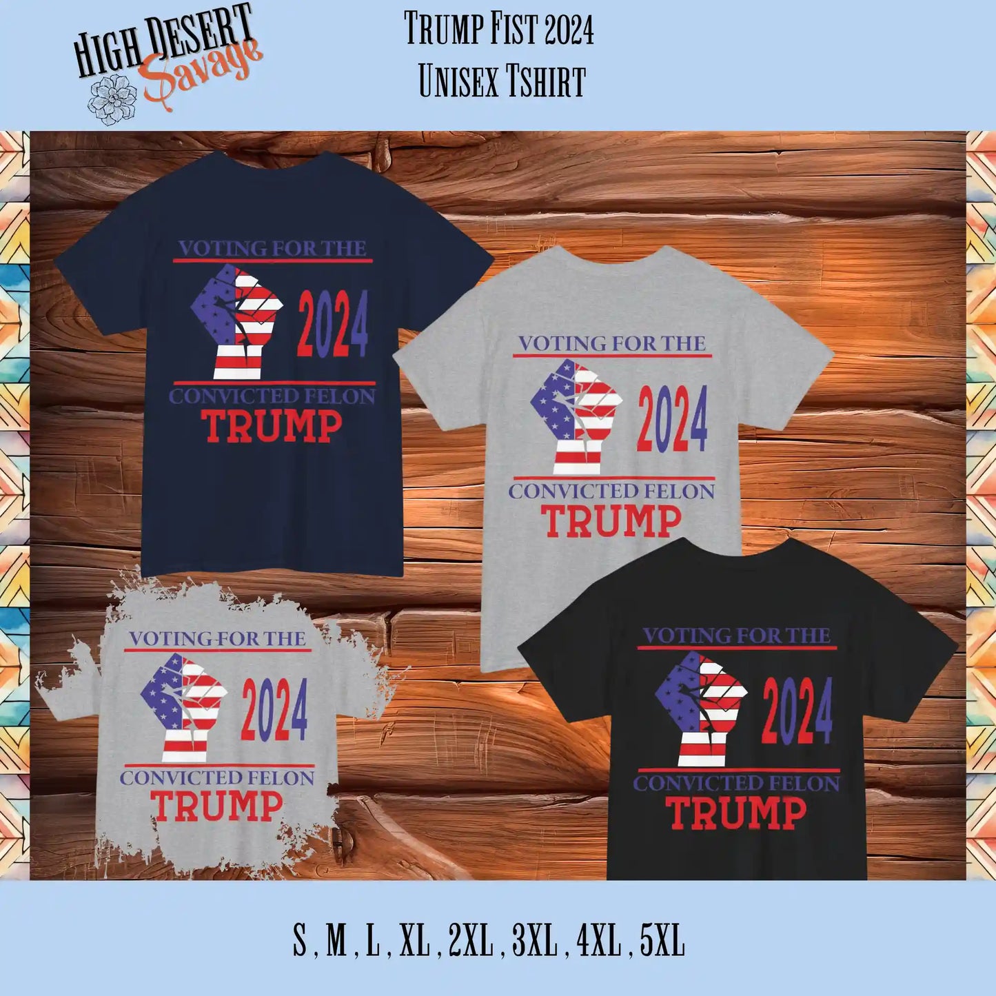 Trump 2024 Voting for the Convicted Felon Unisex Graphic Tee- Back Print