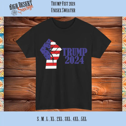 Trump 2024 American Flag Fist Graphic Unisex Black Tee