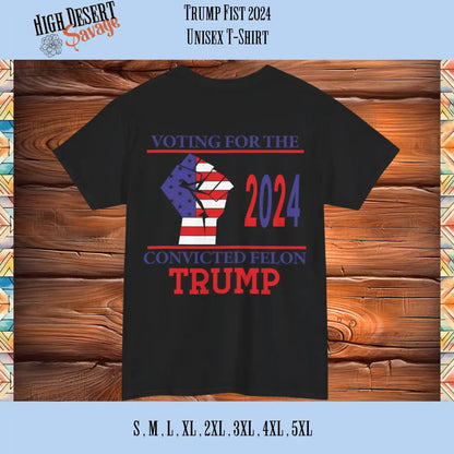 Trump 2024 Voting for the Convicted Felon Unisex Graphic Black Tee- Back Print