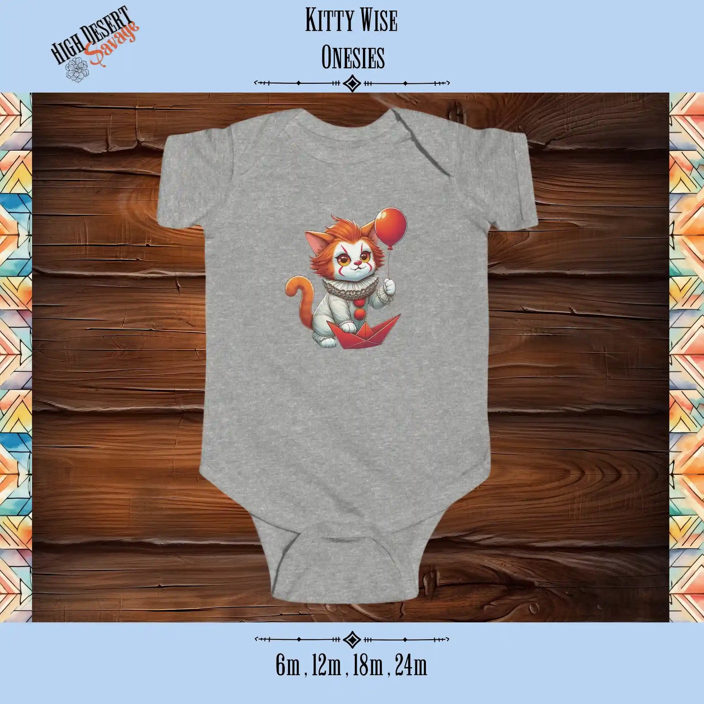 Kitty Wise infant cotton jersey onesie for crotch goblins in heather