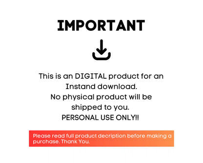 Notice stating that this product is a digitial file download and that no physical product will be shipped.