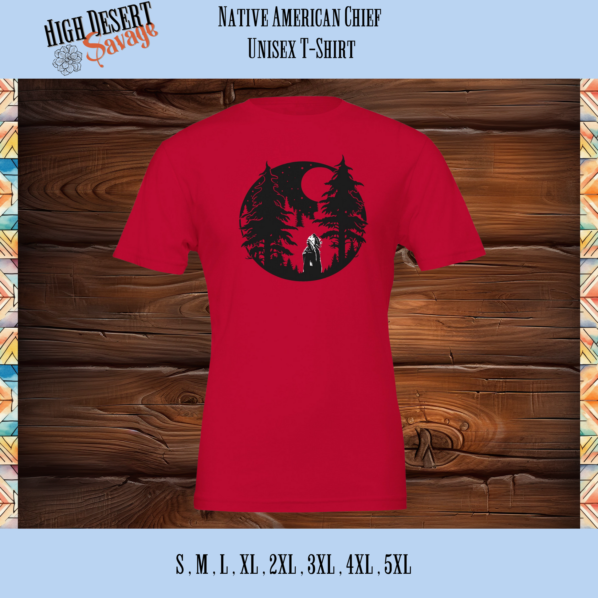 Native American Chief Unisex Tshirts in red