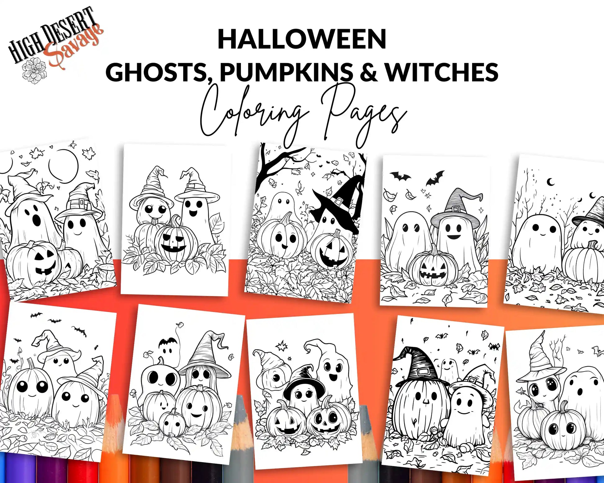 High Desert Savage Ghosts, Pumpkins and Witches Coloring Sheets Download - 10