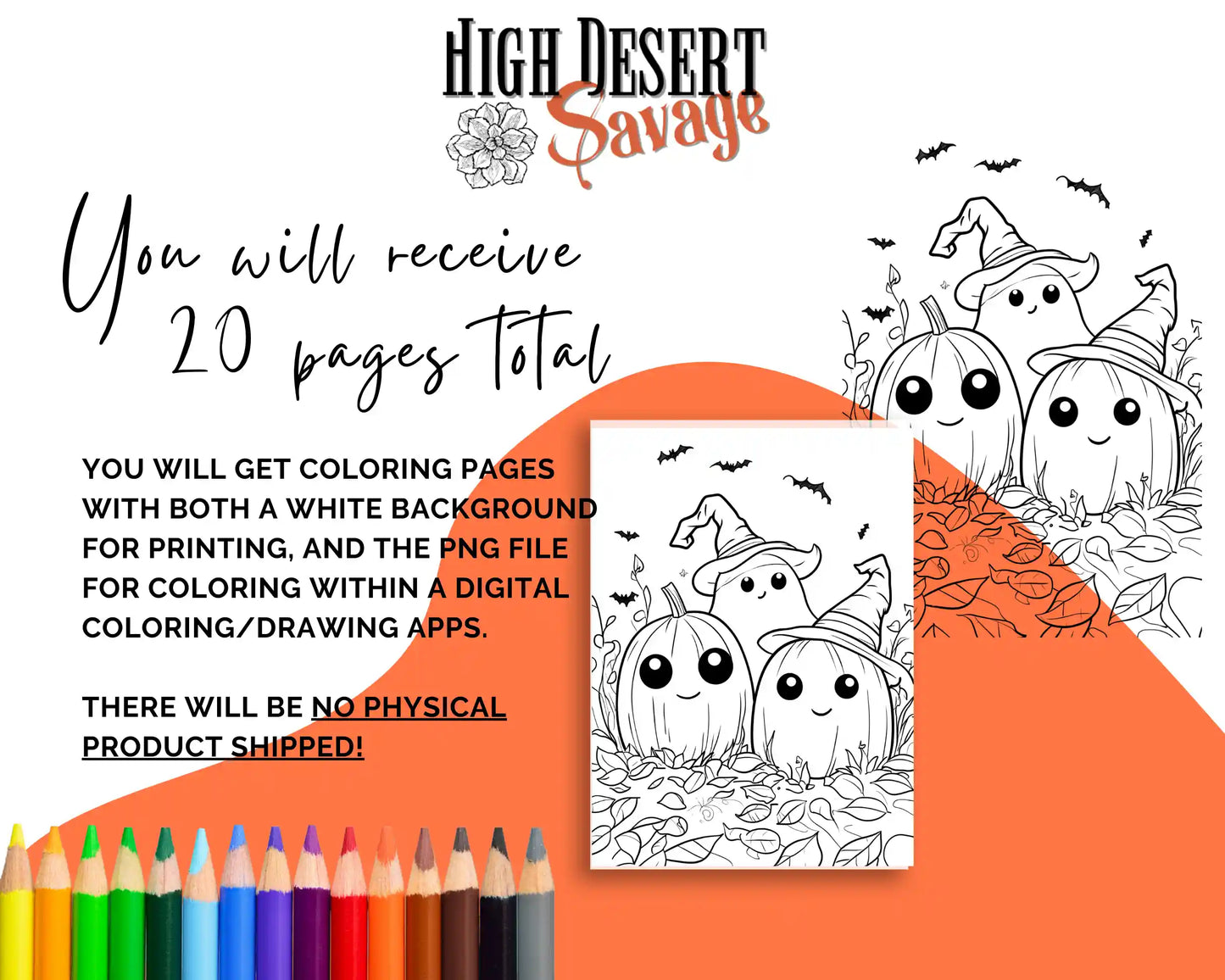 High Desert Savage Ghosts, Pumpkins and Witches Coloring Sheets Download - 10