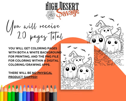 High Desert Savage Ghosts, Pumpkins and Witches Coloring Sheets Download - 10