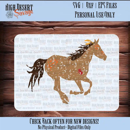 High Desert Savage Native American War Pony SVG/DXF/EPS cut files with a grunge effect cutting files format