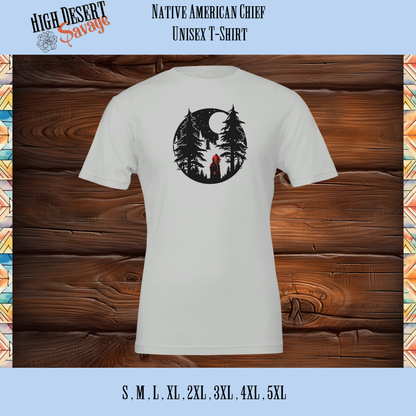 Native American Chief Unisex Tshirts in Silver