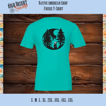 Native American Chief Unisex Tshirts in teal