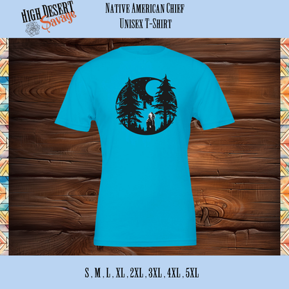 Native American Chief Unisex Tshirts in turquoise