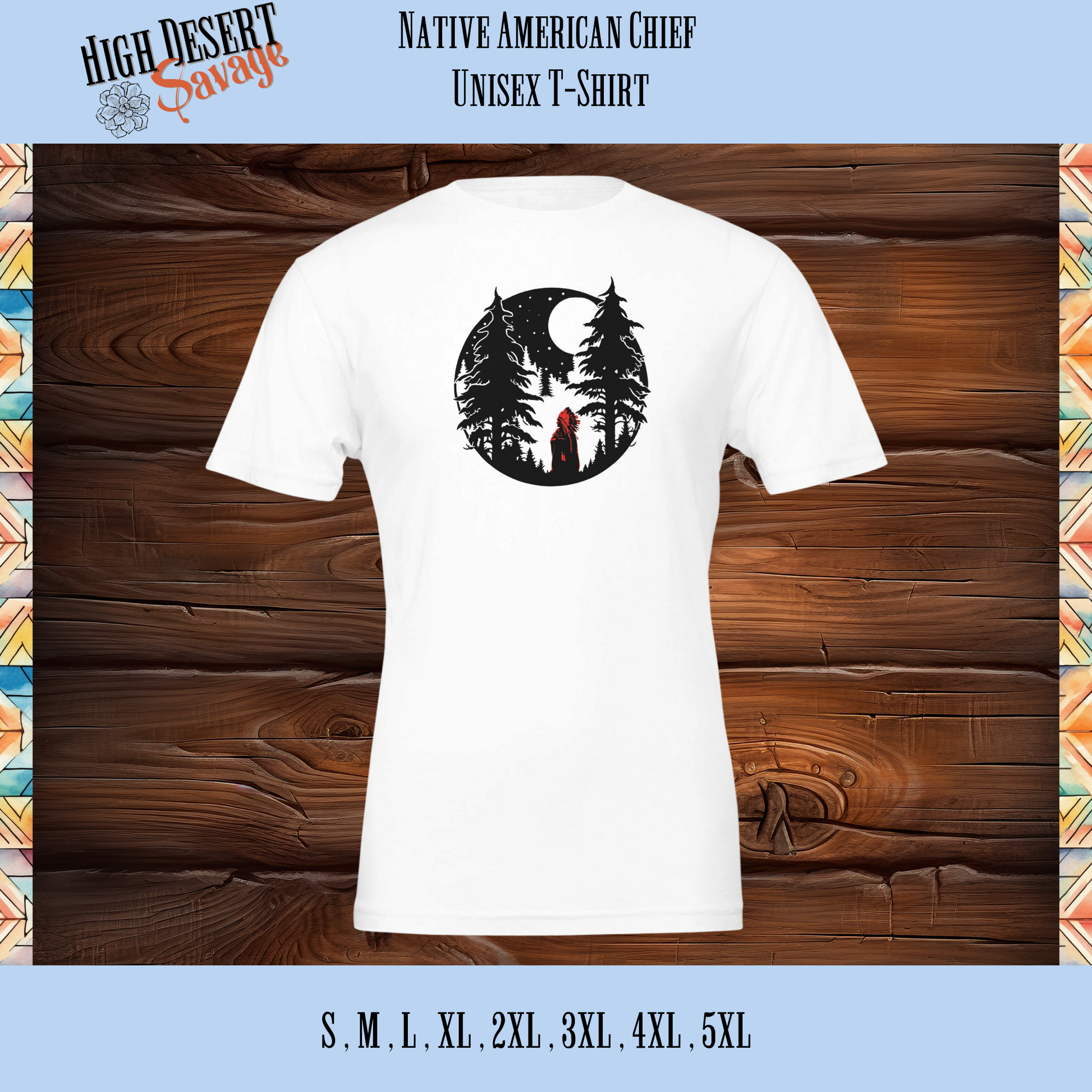 Native American Chief Unisex Tshirts in White